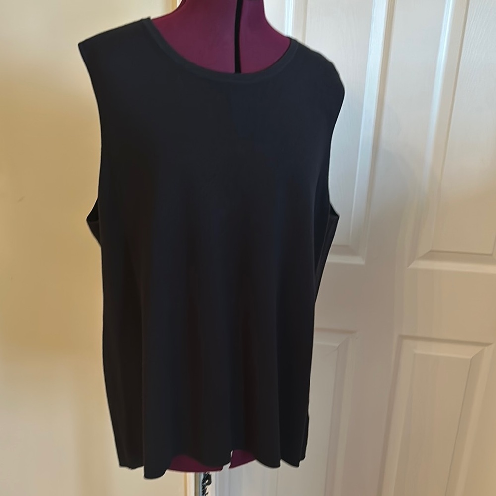 Talbots Black shell tank top Sleeveless Crew Neck Boxy Relaxed Fit